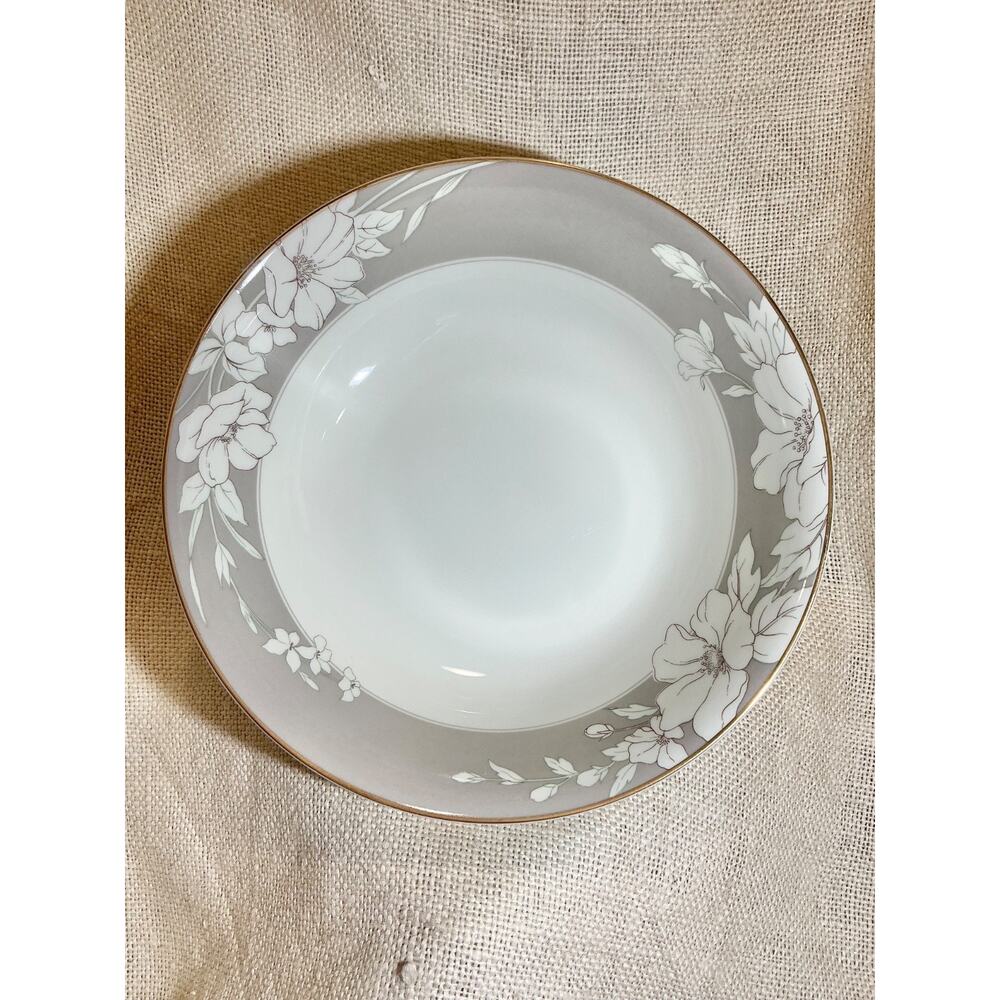 MIKASA Grande Ivory GRAY FINESSE L5508 floral gold tone trim serving bowl